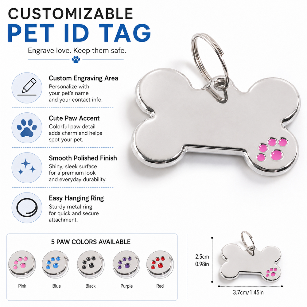 Custom Text Dog Tag Bone Shape - огляд і ціна Pet Portrait Custom